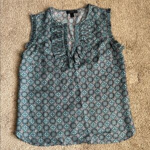 J. Crew Blue Ruffled Bib Collar Blouse